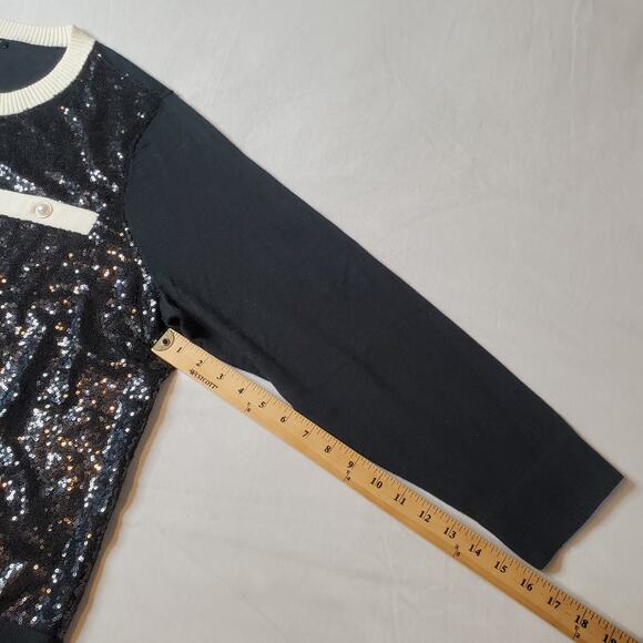 Talbots Women's Size 3X NWT Sequin Embellished Sweater Jacket Black - Picture 3 of 7